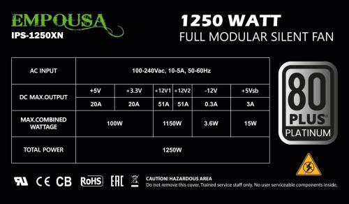 INCA IPS-1250XN EMPOUSA 1250W 80+PLATINUM FULL MODULAR 12cm Fanlı Power Supply